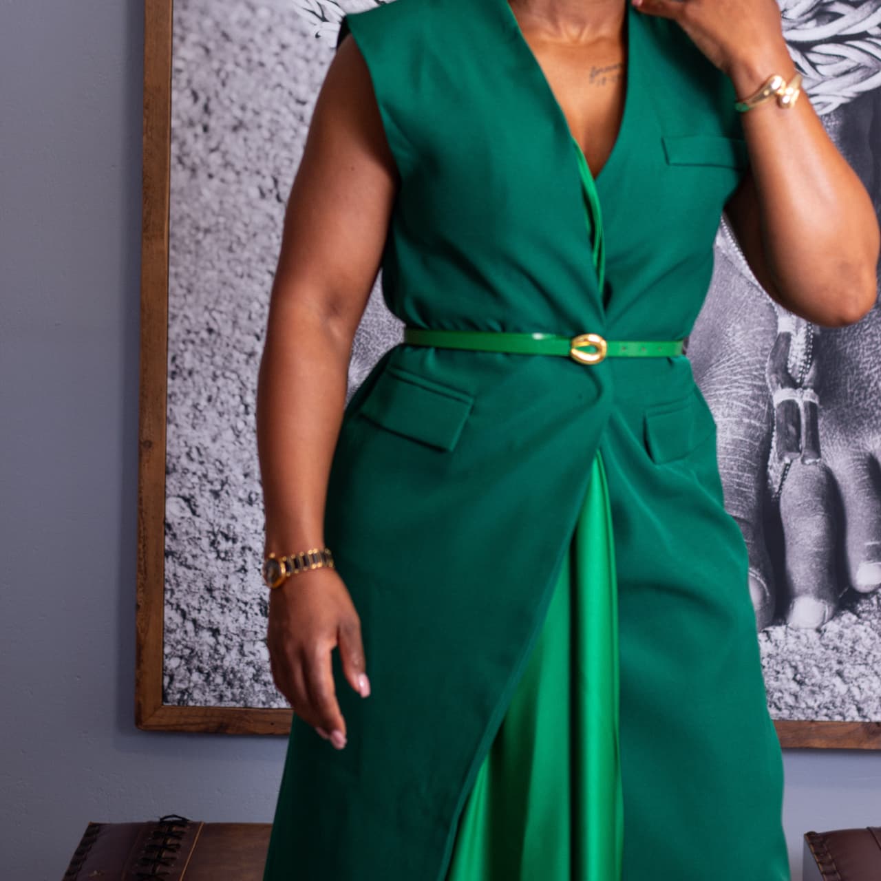 Green Long Eva Blazer Dress - Image 2