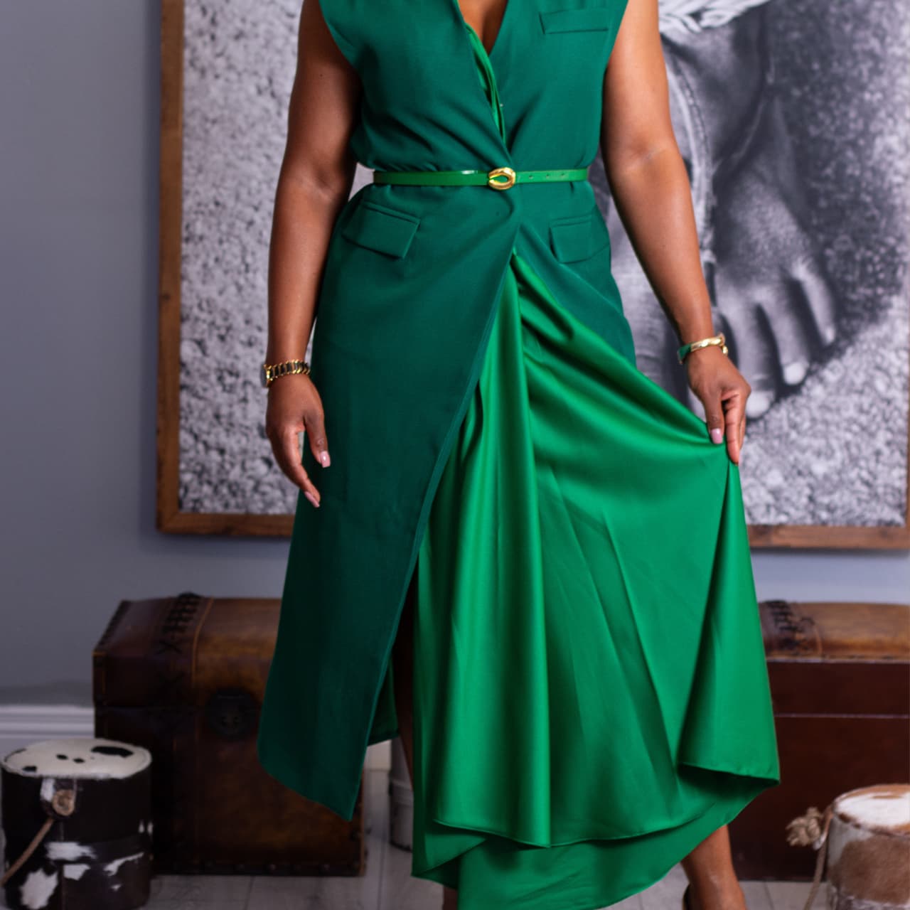 Green Long Eva Blazer Dress - Image 3